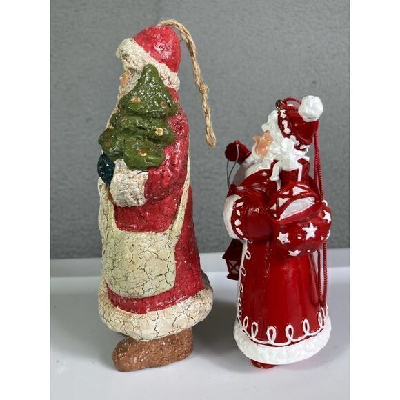 Vintage Late ’80s-Early ’90s Santa Claus Ornament Lot (Set of 2) Crackle Finish - Picture 9 of 10